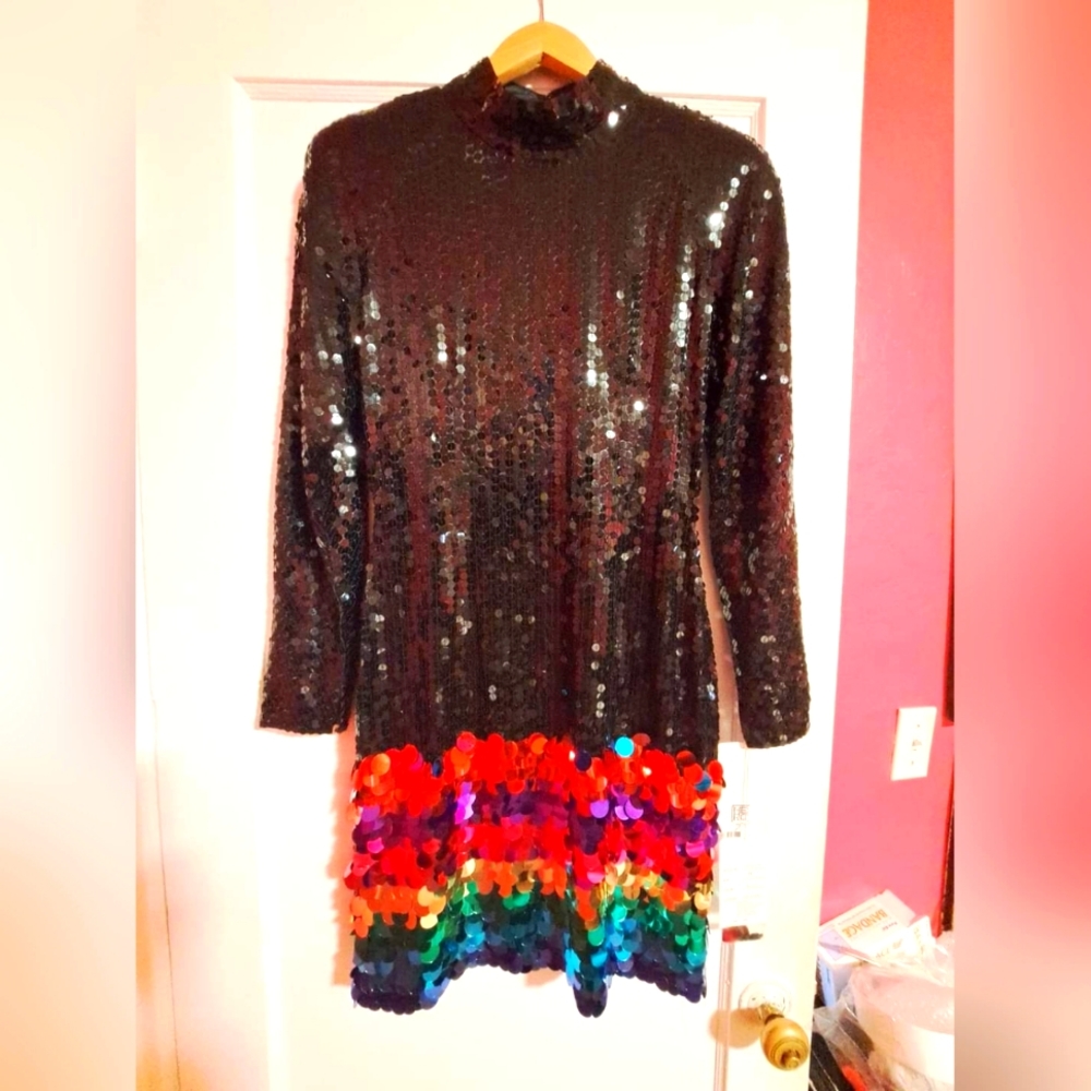 Deadstock 90s Vintage LINE by Della Roufogali Sequin Mini Dress